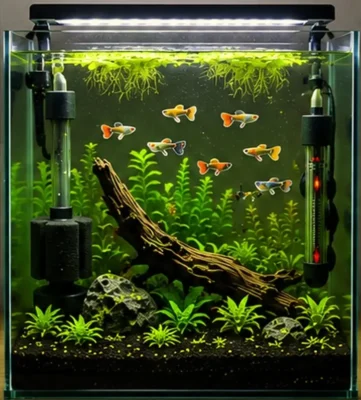 10 gallon guppy tank setup