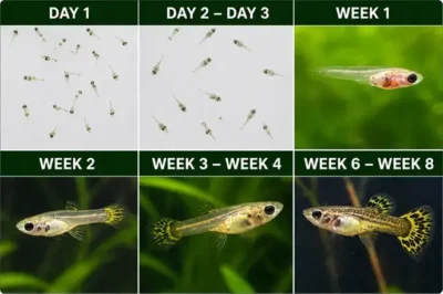 Guppy fry growth stages