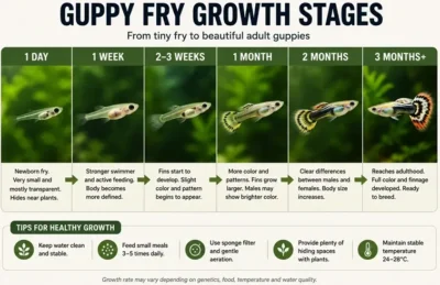 guppy fry growth satges