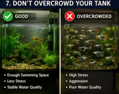 Overcrowded vs healthy guppy tank