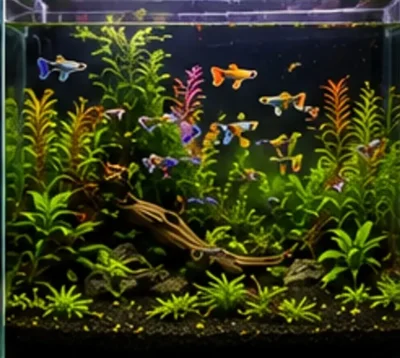 planted guppy tank setup