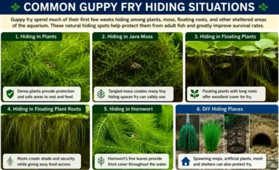 Guppy Fry hiding places in a tank