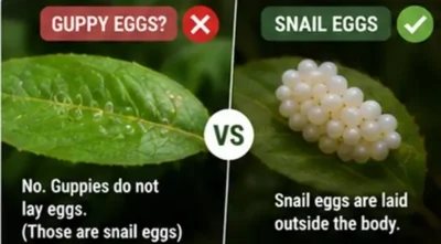Not guppy eggs its snail eggs