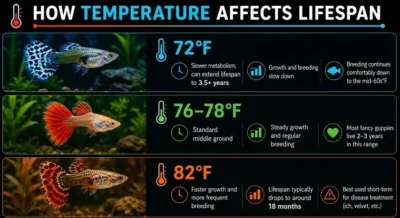 Temperature for Fancy Guppy lifespan 