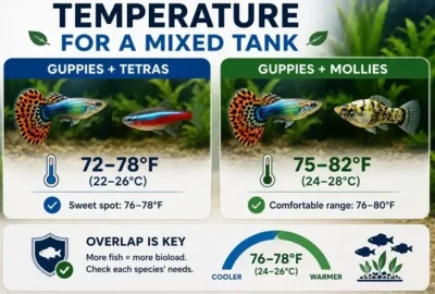 Temperature for a mixed fish tank 