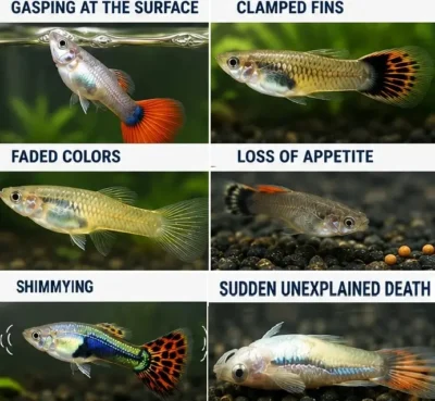 guppy warning sign for bad water parameters