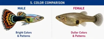 male vs female guppy color comparison 