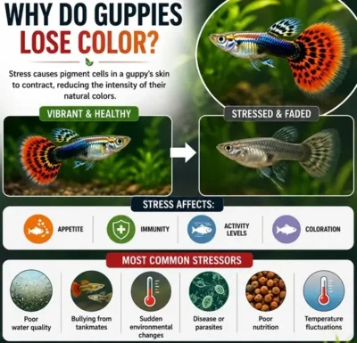 why do guppies lose their color