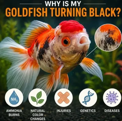 Goldfish with black patches, ammonia burns 
