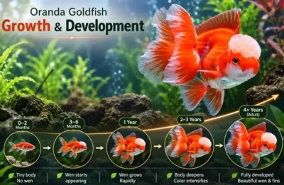 Oranda goldfish growth stages