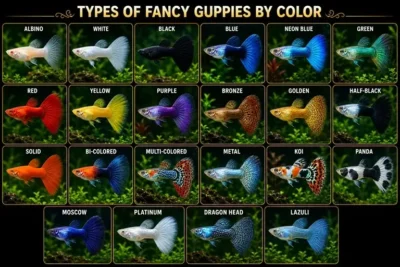 Type of fancy guppies by color 