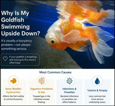 goldfish swimming upside down