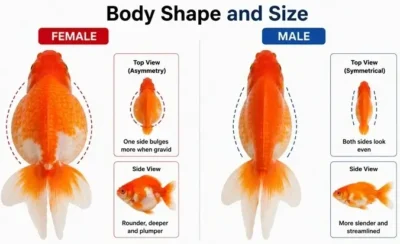 male vs female goldfish body shape and size 