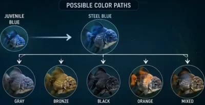 possible color changes in blue oranda