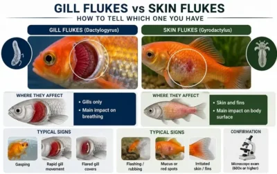 Goldfish Gill flukes vs skin Flukes