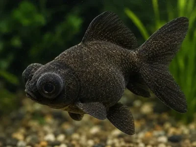 Goldfish with velvet disease 