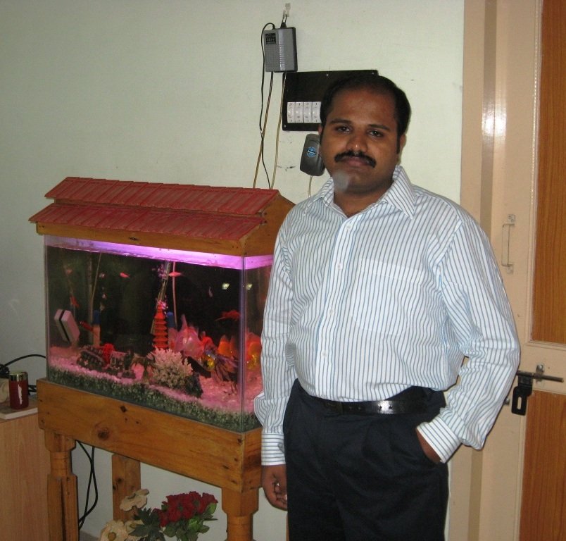 Naveen with one of his freshwater aquariums