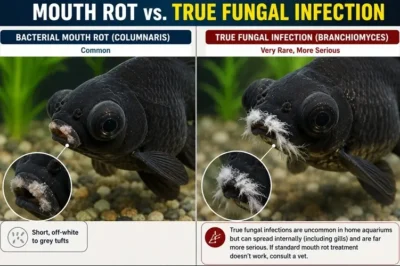 goldfish bactrial mouth rot vs mouth fungal infection