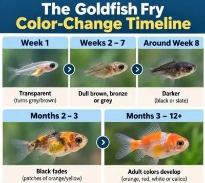 Goldfish fry color-change timeline